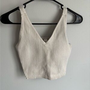 90 Degree By Reflex Ribbed White Crop Top